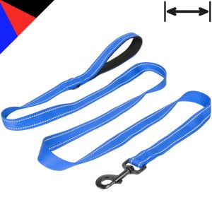 Reflective dog lead in blue